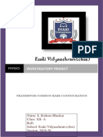 Physics Investigatory Project Common Base Transistor