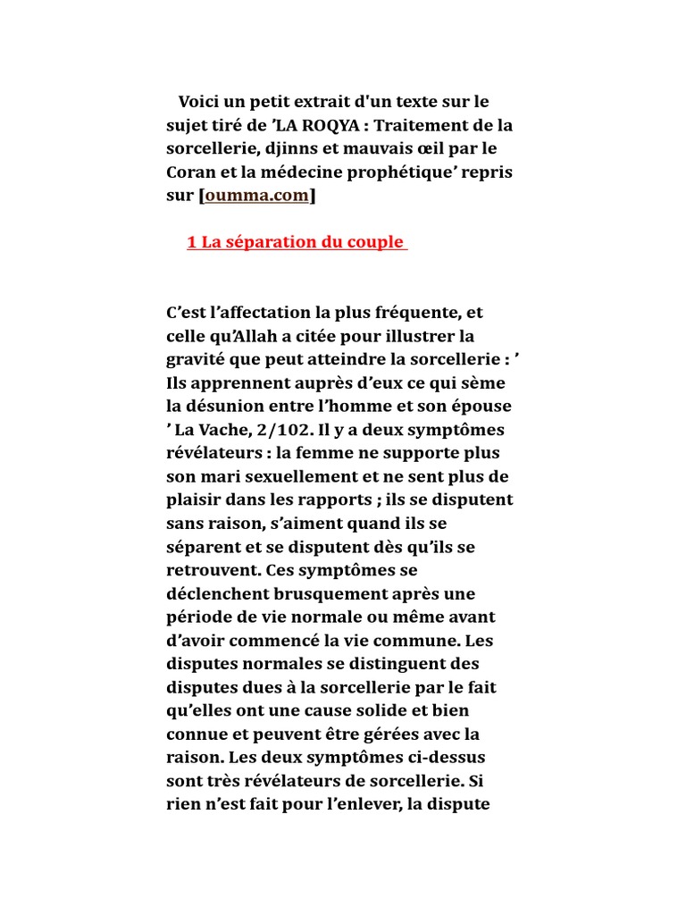 La Sorcellerie Blocage Pdf Sorcellerie Coran