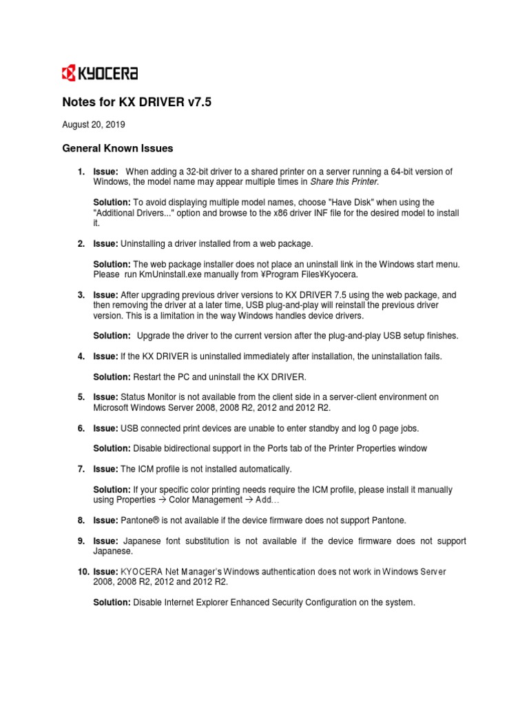 KX DRIVER V75 ReadMe PDF | PDF | Device Driver | Remote Desktop.