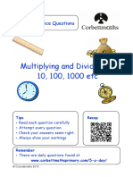 Multiplying and Dividing by 10, 100, 1000 Etc: Primary Practice Questions