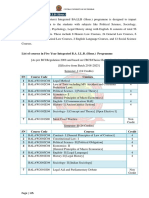 Integrated BA - LLB (Hons.) : List of Courses in Five Year Integrated B.A. LL.B. (Hons.) Programme