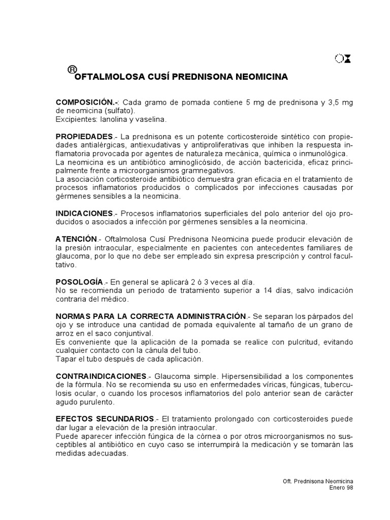 Oftalmolosa Cusí Prednisona Neomicina PDF Medicamentos con receta