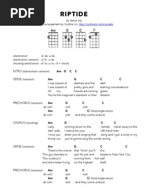 Riptide Ukulele Chord Chart Pdf Pdf Singles Song Structure