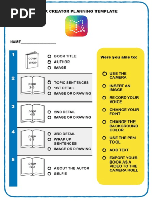 Book Creator Planning Template