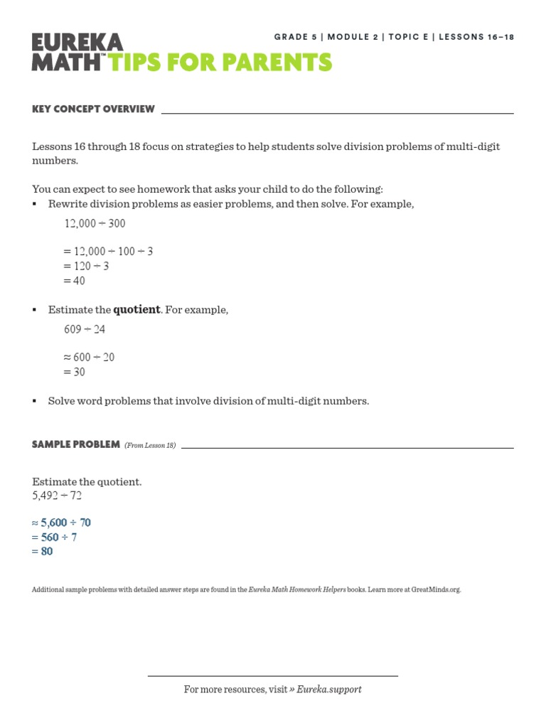 Key Concept Overview: Grade 5 - Module 2 - Topic E - Lessons 16-18 ...