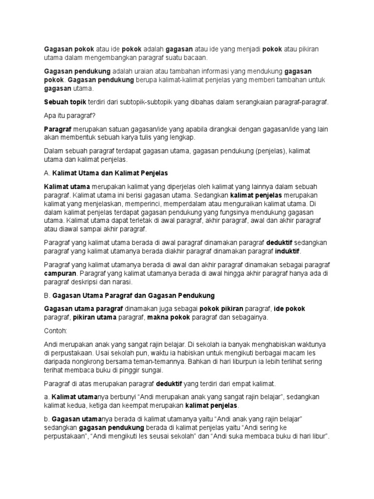 Gagasan Pokok Dan Gagasan Pendukung