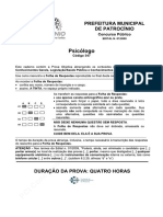 Prova Da Prefeitura de Patrocínio - Psicologia - Gestão de Concursos