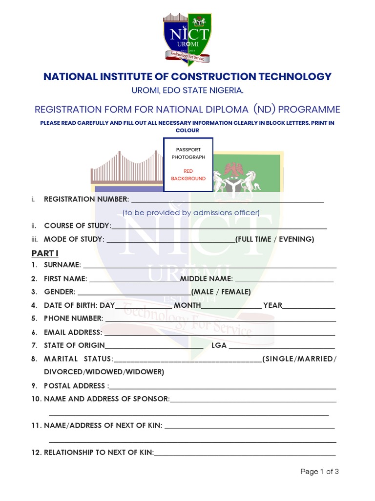 application letter for national diploma