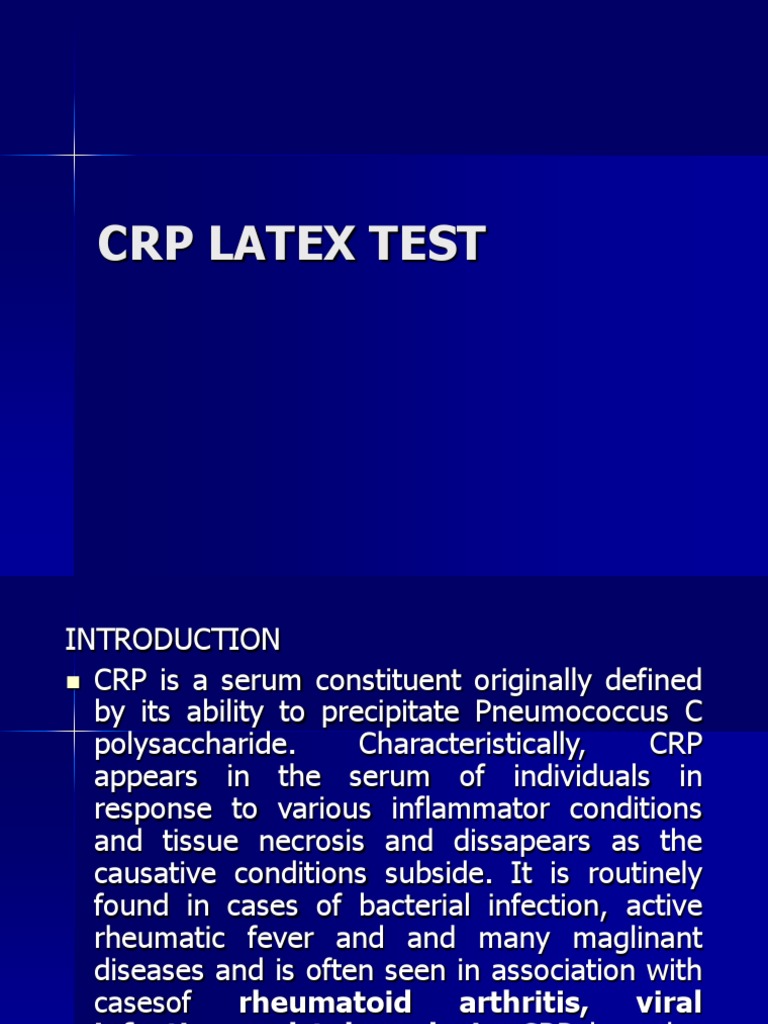 CRP Latex Test | PDF | C Reactive Protein | Epidemiology