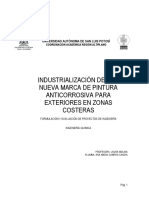 Industrialización de una nueva marca de pintura anticorrosiva para exteriores en zonas costeras