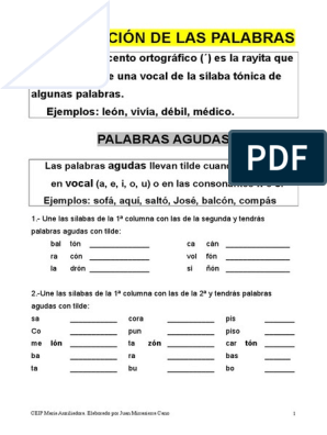 Acentuacion de Las Palabras | PDF | Lingüística | Sintaxis