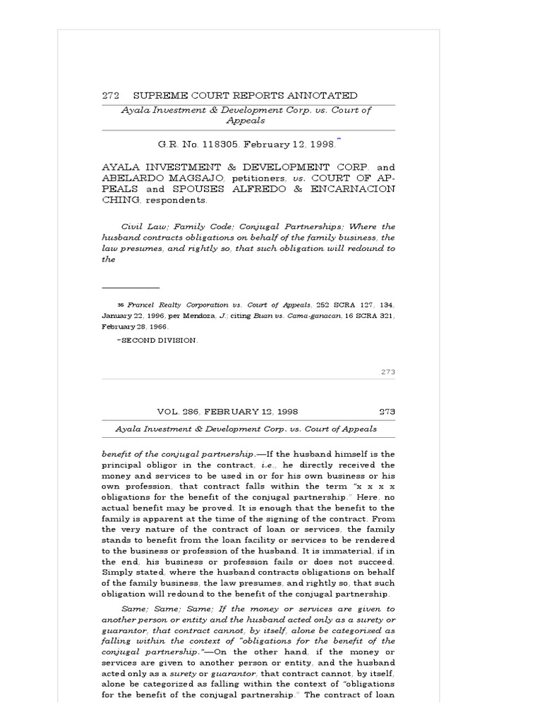 Ayala Investment Development Vs CA PDF Judgment (Law) Partnership