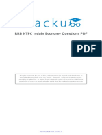 RRB NTPC Indain Economy Questions PDF: Downloaded From Cracku - in