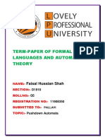 Term-Paper of Formal Languages and Automation Theory: Faisal Hussian Shah