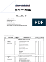 Educatie Civica - Planificare Clasa a III a , 2019 - 2020