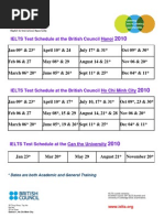 Ielts Test Schedule 2010