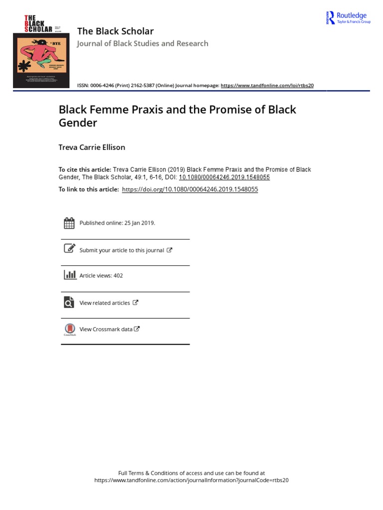 Black Femme Praxis and The Promise of Black Gender | PDF | Gender ...