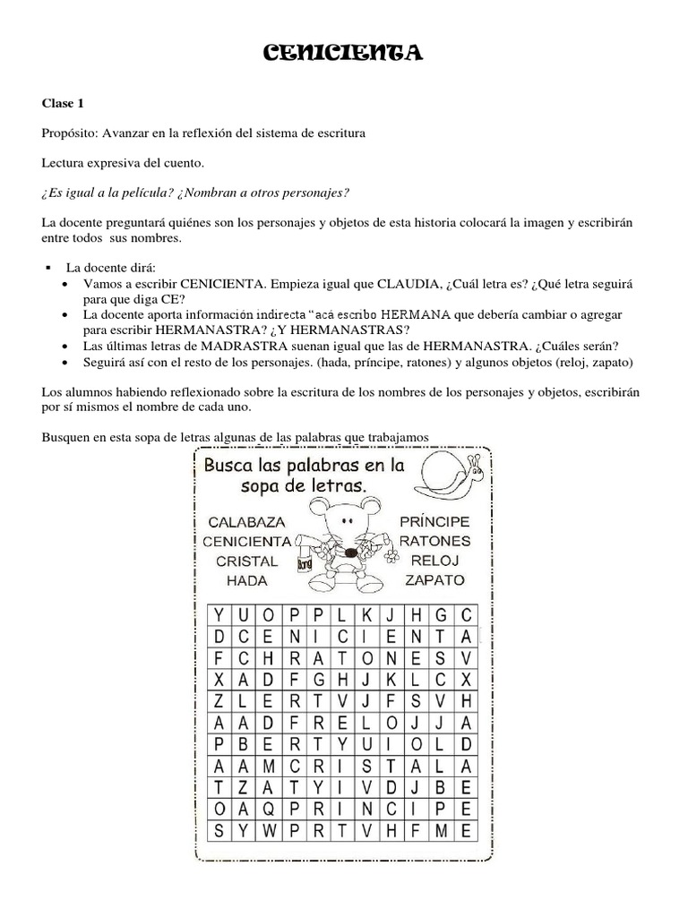 Cenicienta Clases | PDF | Cenicienta | Sílaba