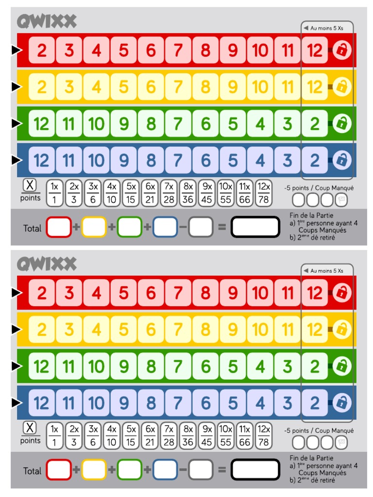 Qwixx Score Sheets Printable Customize And Print