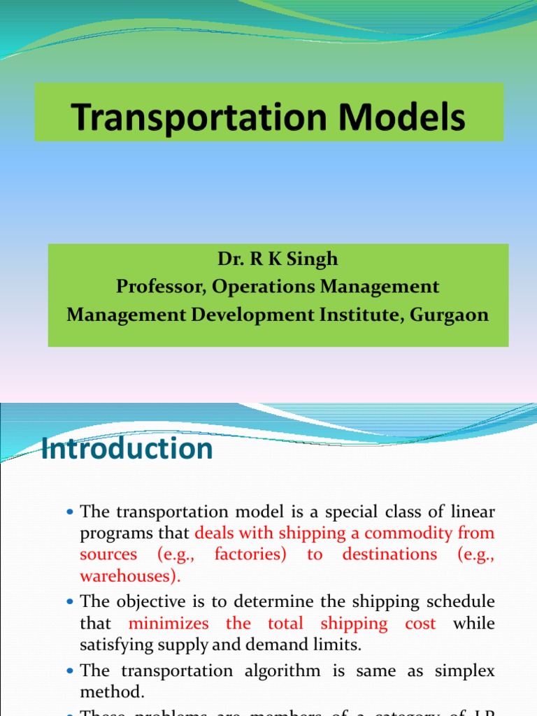 Transportation Model in Operations Management | PDF | Inequality ...