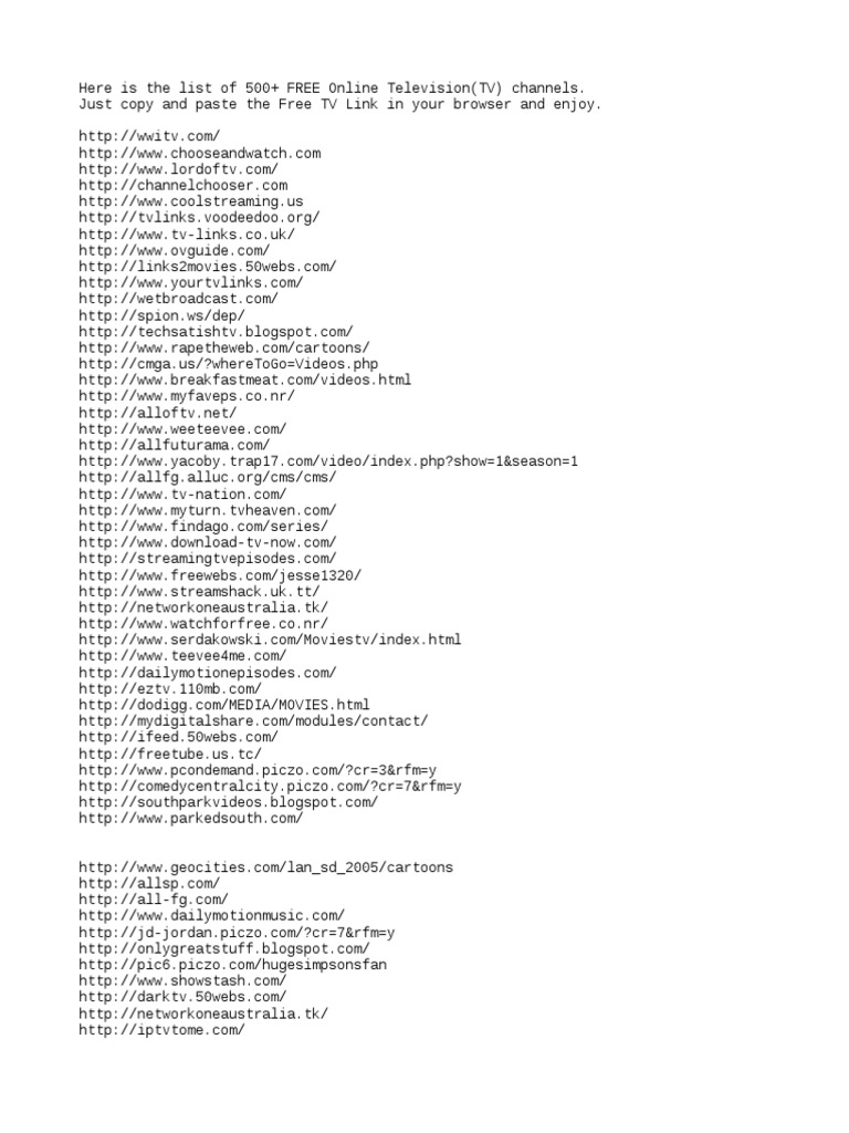 free tv decoder channels list
