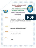 INADECUADOS PROCESOS DE SOCIALIZACION,    CONTRIBUYE A LA INCORPORACION DEL  ALCOHOLISMO  EN LOS JÓVENES DE 18 A 20 AÑOS EN LA AV.LOS INCAS-MÓRROPE