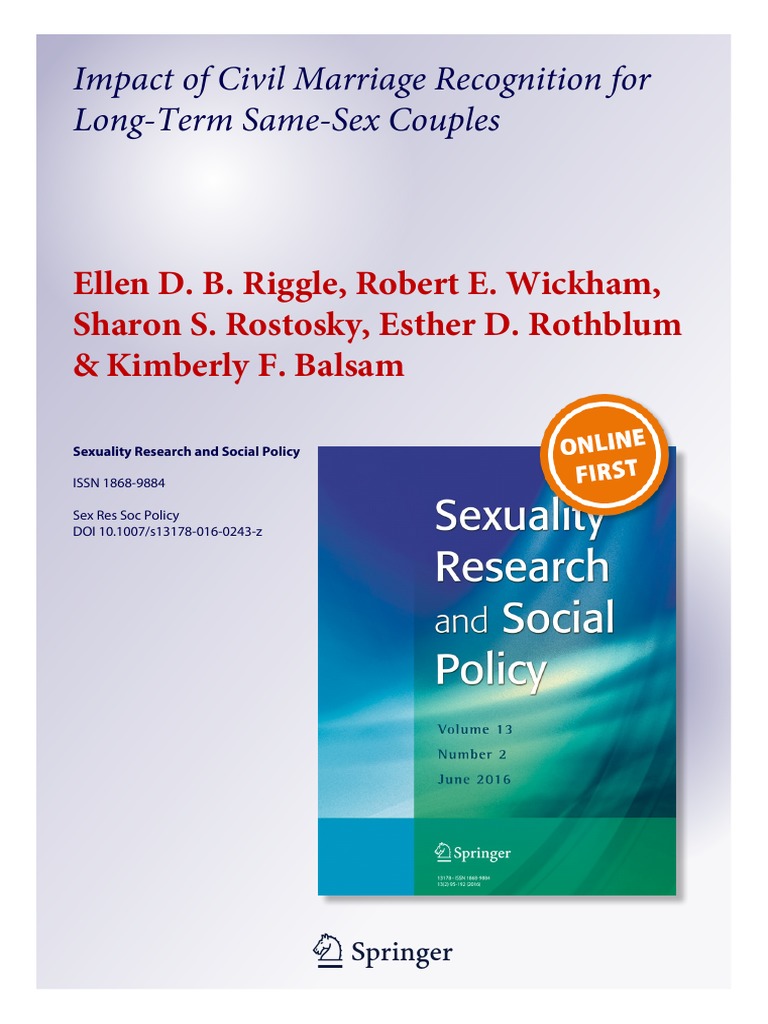 Impact of Civil Marriage Recognition For Long Term Same Sex Couples ...