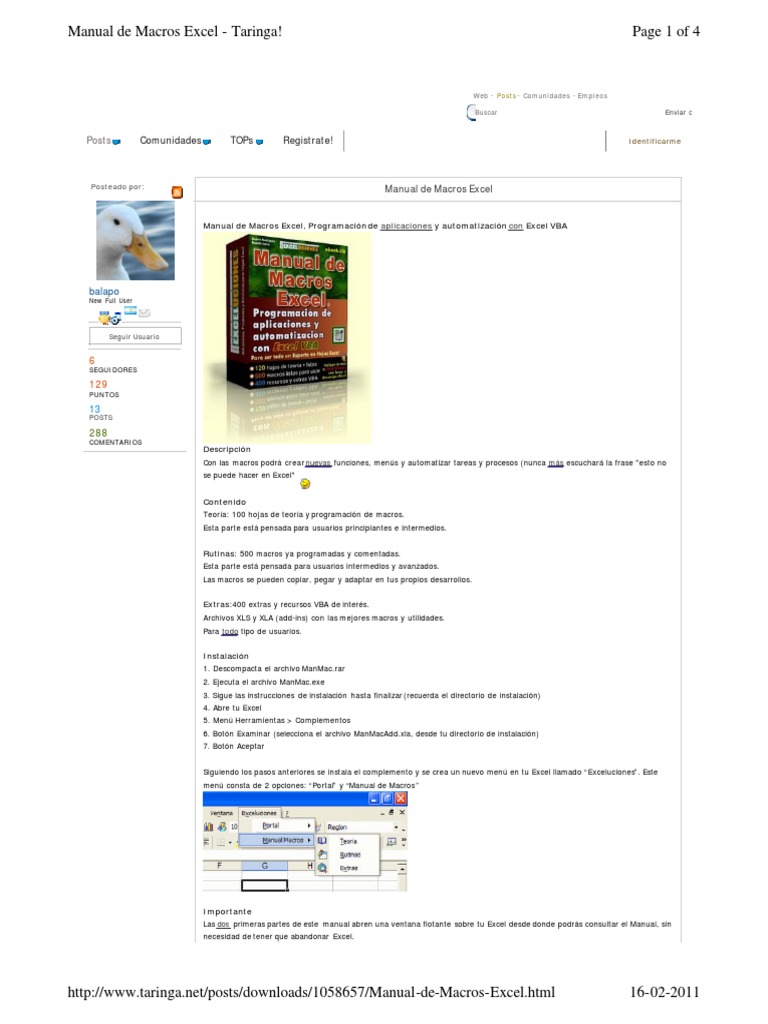 Macros Full Manual 2011 | PDF | Macro (informática) | Microsoft Excel