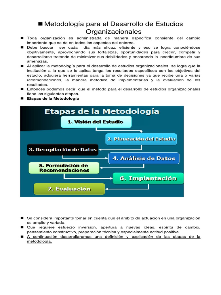 Metodología para El Desarrollo de Estudios Organizacionales 2019 | PDF ...