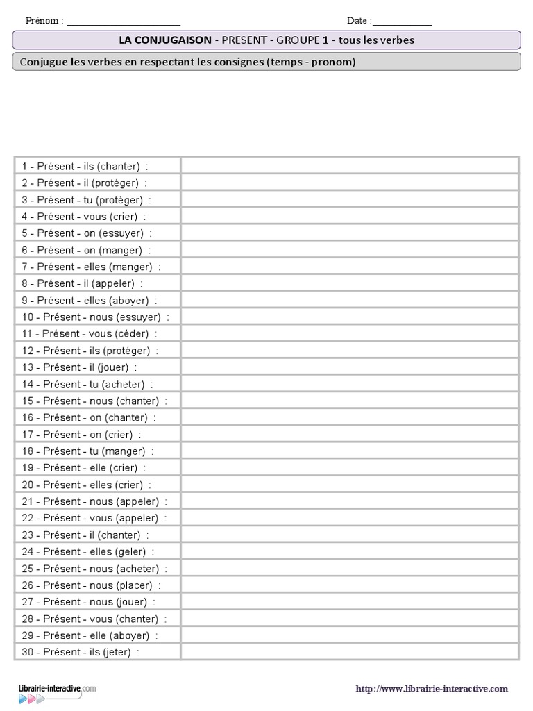 Conjugaison des verbes au présent | PDF | Morphologie linguistique ...