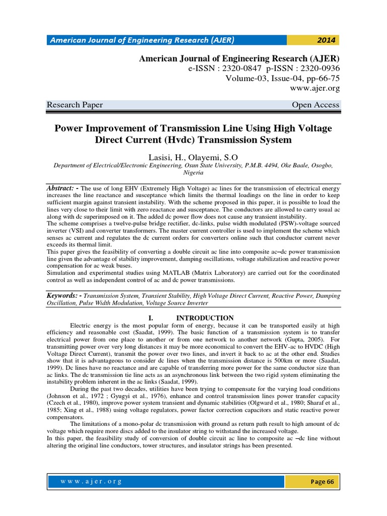 Power Improvement of Transmission Line U PDF | PDF | High Voltage ...