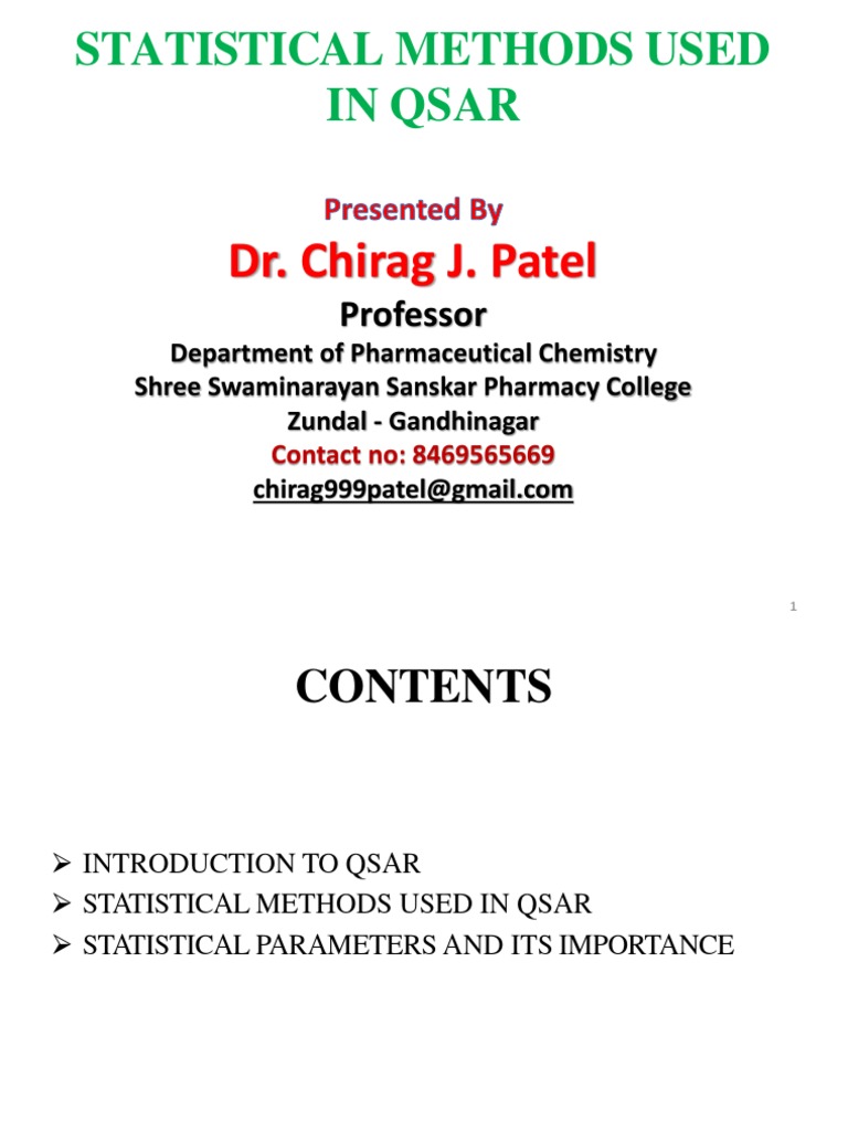 Statistical Methods Used In Qsar Dr Chirag J Patel Download Free