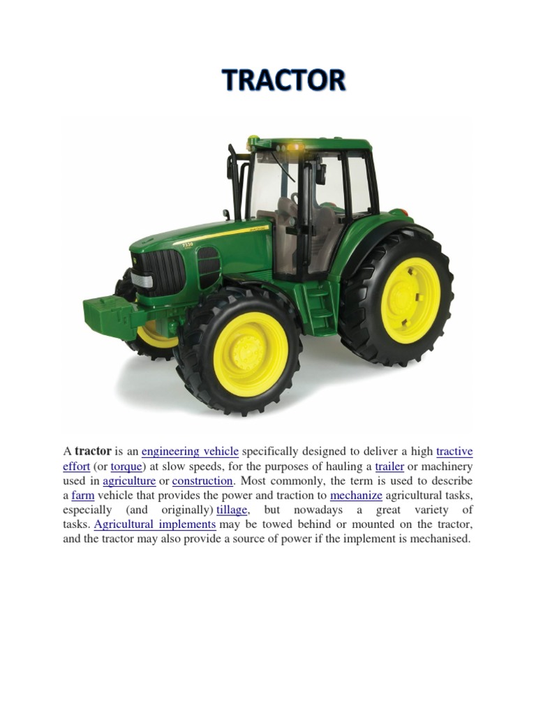 Engineering Vehicle Tractive Effort Torque Trailer Agriculture ...