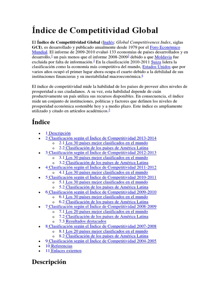 Índice de Competitividad Global | PDF | Economias | Gobierno