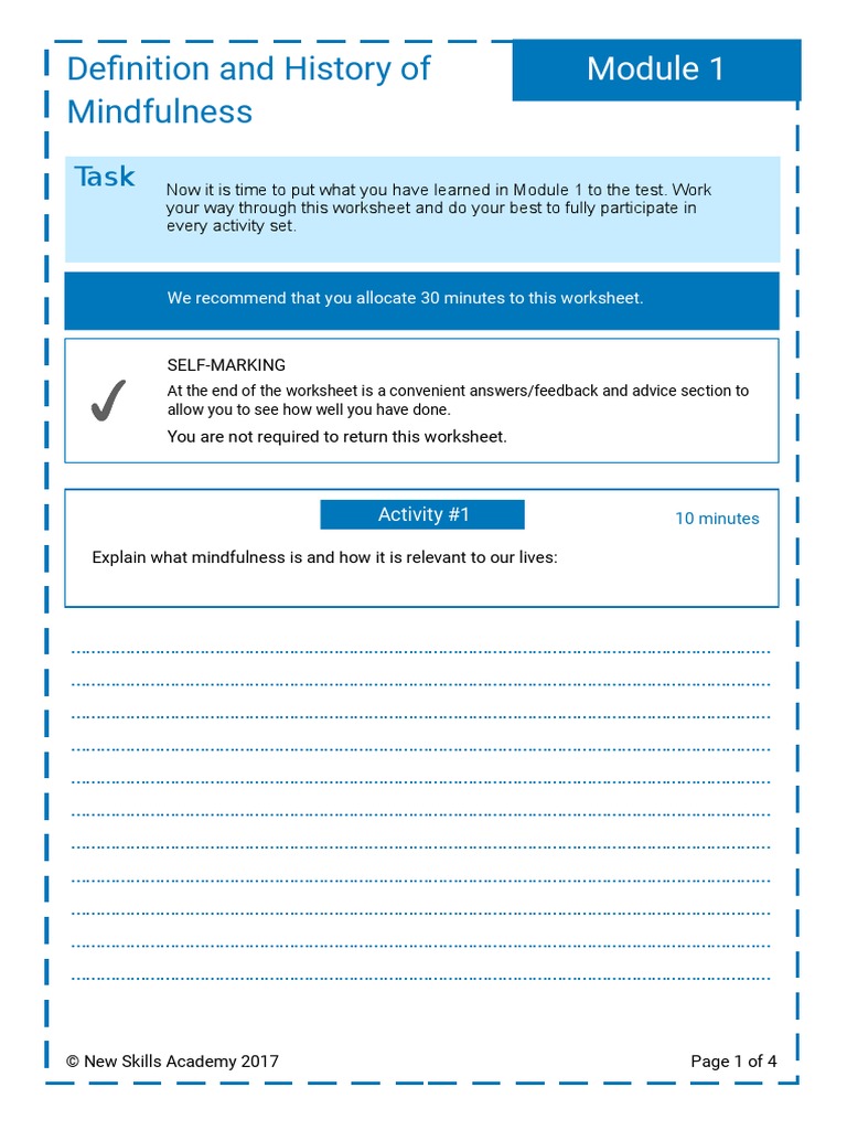 Mindfulness Worksheet Module 1 | PDF | Awareness | Clinical Psychology