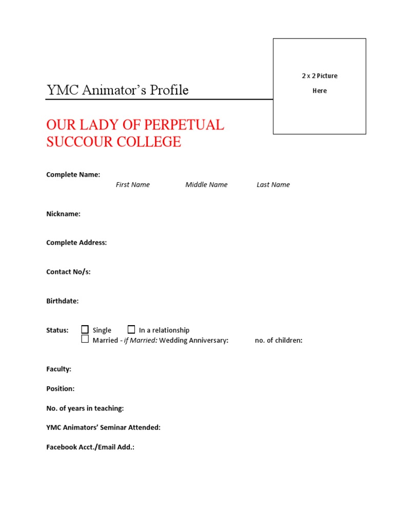 YMC Animator Profile Template | PDF | Wellness