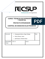 Curso: Técnicas de Expresión Oral Y Escritas Proyecto Integrador Control de Desechos Electronicos