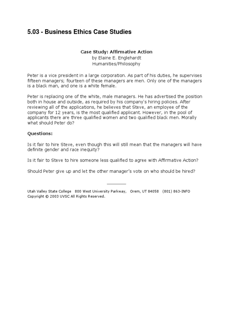 5.03E Ethics Case Study Affirmative Action | PDF | Career & Growth