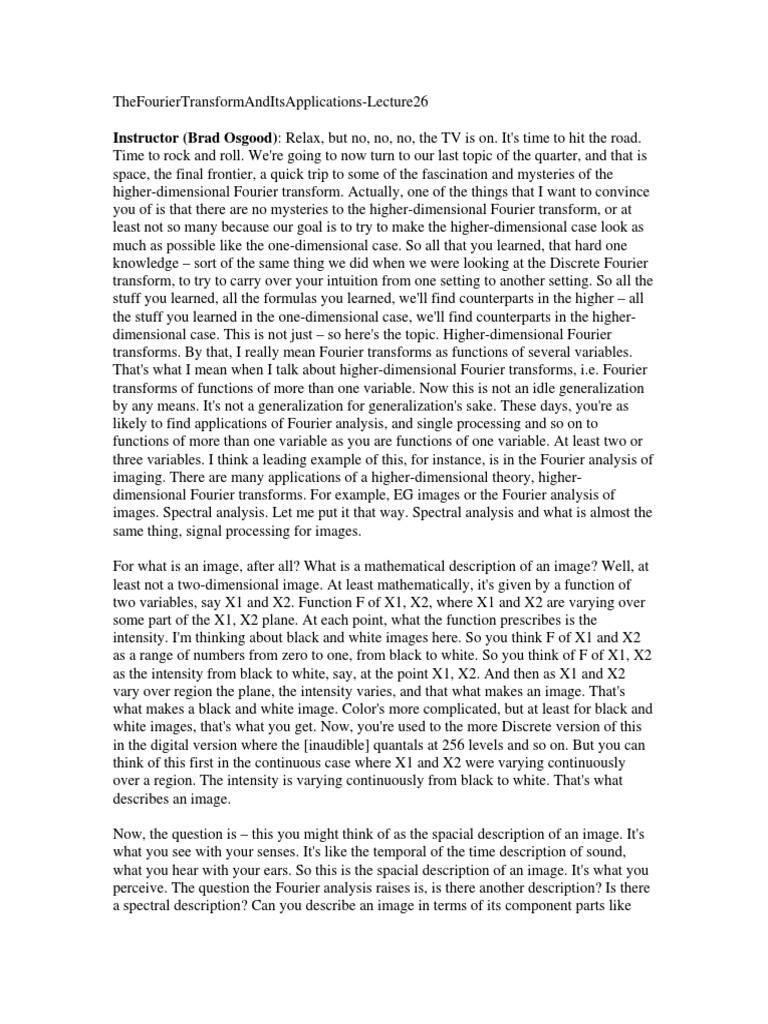Brad Osgood Fourier Transform Pdf
