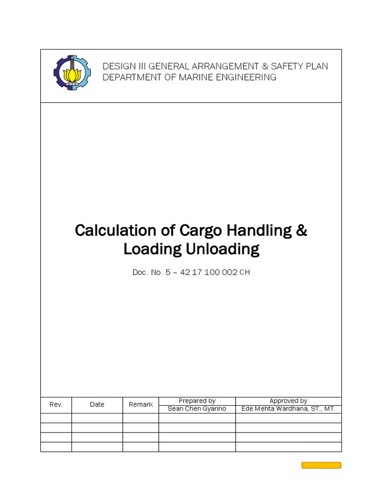 Calculation of Cargo Handling & Loading Unloading PDF Oil Tanker Pump