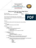 Daily Lesson Plan For Senior High School S.Y. 2017-2018