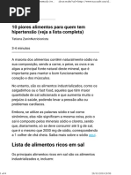 10 Piores Alimentos Para Quem Tem Hipertensão (Veja a Lista Completa)