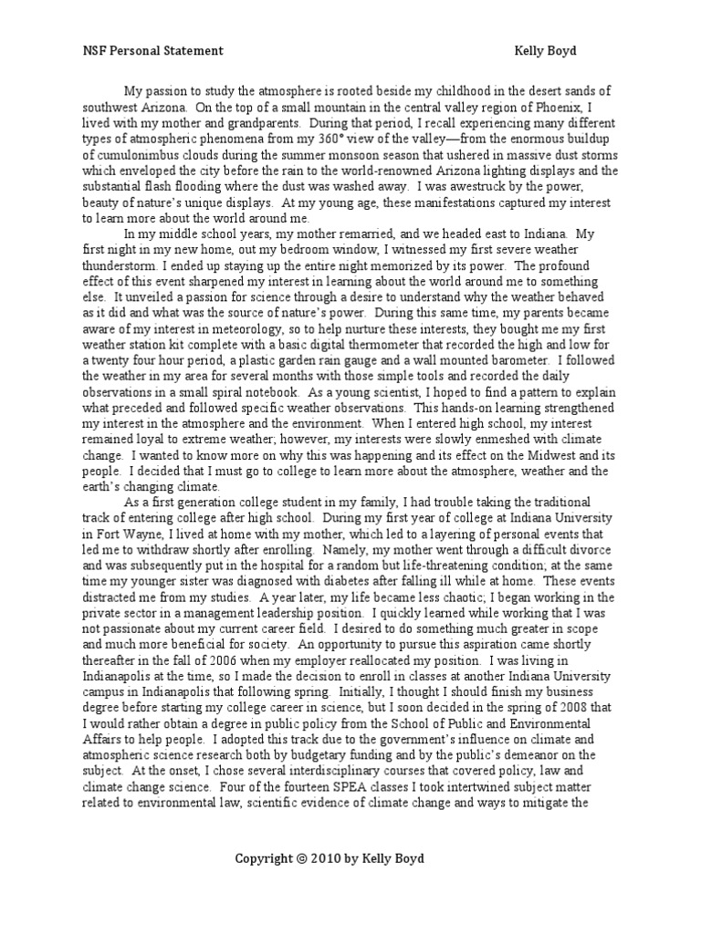 KB Final Draft of NSF Personal Statement PDF National Weather
