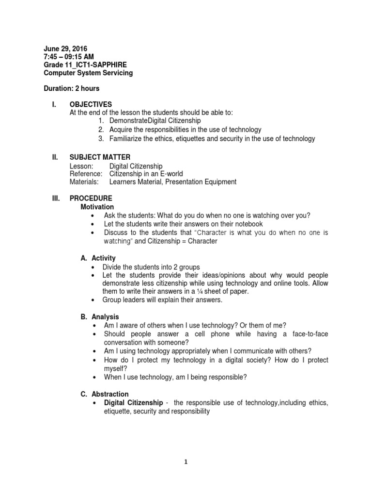 4 - Digital Citizenship | PDF | Etiquette | Conversation