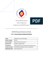 KNU1033 Energy, Environment and Society Report: Energy Supply and Demand in Malaysia