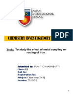 Chemistry Investigatory Project: Topic: To Study The Effect of Metal Coupling On Rusting of Iron