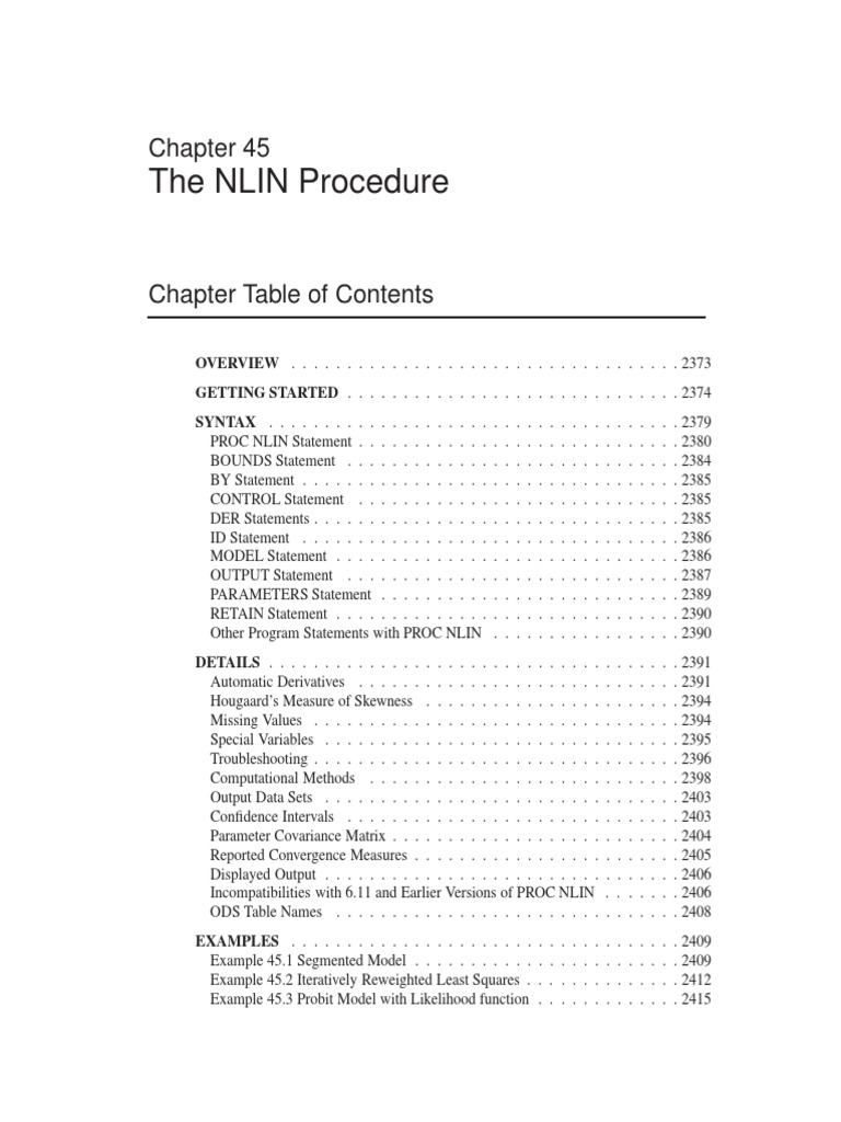 The NLIN Procedure | PDF | Errors And Residuals | Regression Analysis