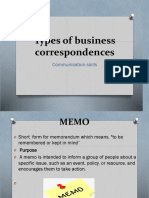 Types of Business Correspondences: Communication Skills