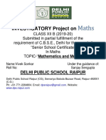 Maths: INVESTIGATORY Project On