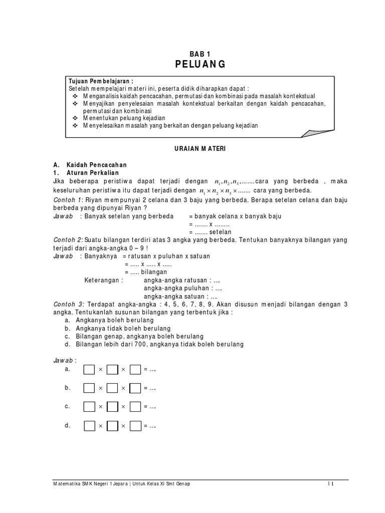 Peluang Xi Genap 2019 Pdf